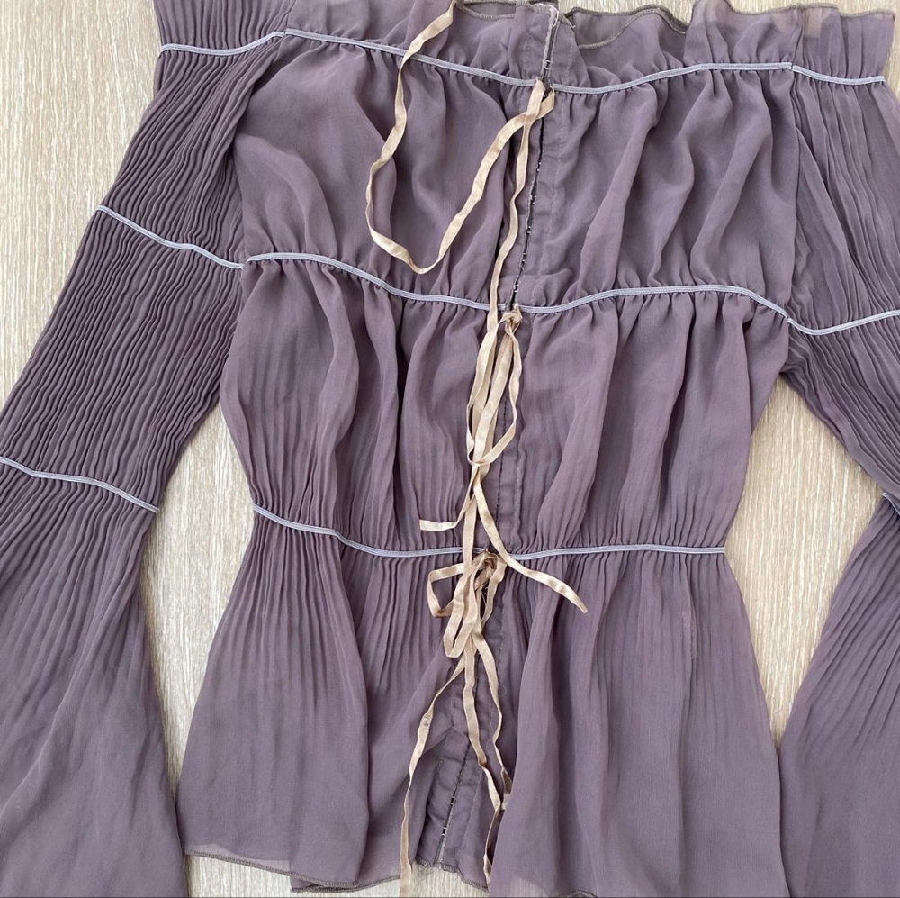 Renfaire Fantasy Elegant Brown Off-Shoulder Women's Top - Picture 5 of 10